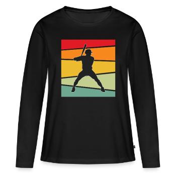 Baseball Rétro - T-shirt manches longues Premium bio Femme - noir - Devant - Julia (174cm)