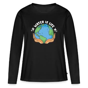 Global Warming Water Is Life Environment Activism - Frauen Premium Bio Langarmshirt - Schwarz - Vorne - Julia (174cm)