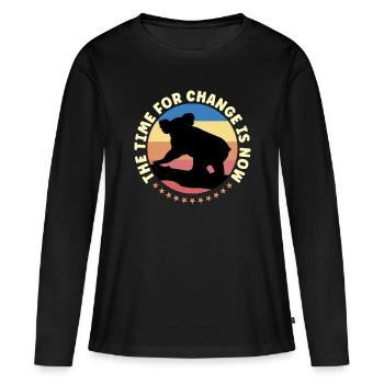 Global Warming The Time For Change Retro Activism - Frauen Premium Bio Langarmshirt - Schwarz - Vorne - Julia (174cm)