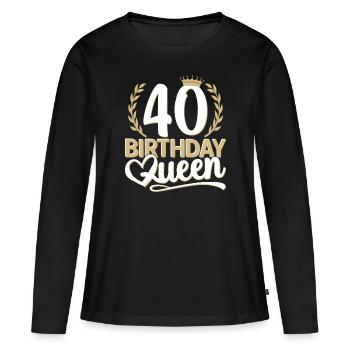 40th birthday woman 40 years old 40th 40s Queen - Women's Premium Organic Long Sleeve Shirt - black - Front - Julia (174cm)