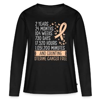 2 Years Uterine Cancer Free Ribbon Movement - Women's Premium Organic Long Sleeve Shirt - black - Front - Julia (174cm)
