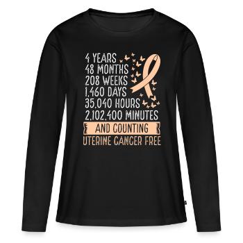 4 Years Uterine Cancer Free Ribbon Movement - Women's Premium Organic Long Sleeve Shirt - black - Front - Julia (174cm)