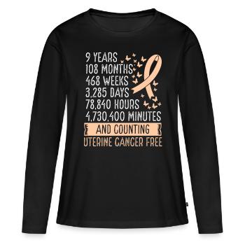 9 Years Uterine Cancer Free Ribbon Movement - Women's Premium Organic Long Sleeve Shirt - black - Front - Julia (174cm)