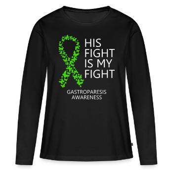 Mois du ruban de gastroparésie Son combat est mon combat - T-shirt manches longues Premium bio Femme - noir - Devant - Julia (174cm)