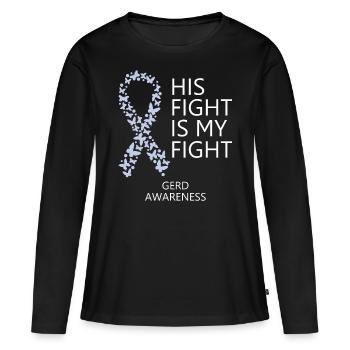 Gerd Ribbon Mois Son combat est mon combat - T-shirt manches longues Premium bio Femme - noir - Devant - Julia (174cm)