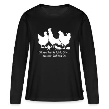 Hen Humour Drôle Enfants Chemises de poulet pour poulet Lo - T-shirt manches longues Premium bio Femme - noir - Devant - Julia (174cm)