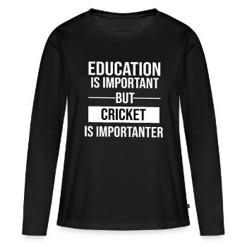 Funny Cricket Fan T-Shirt. Indian Cricket Fans - Women's Premium Organic Long Sleeve Shirt - black - Front - Julia (174cm)