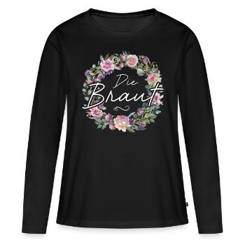 T-Shirt Braut Kostüm JGA Frauen Poltern - Frauen Premium Bio Langarmshirt - Schwarz - Vorne - Julia (174cm)