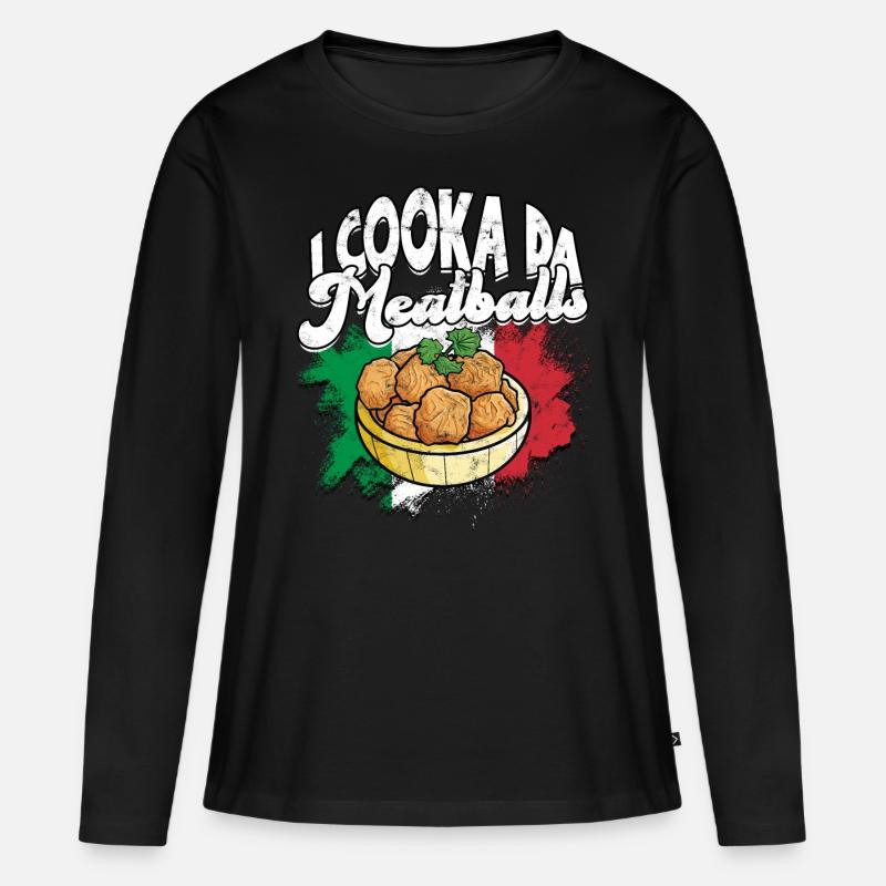 fleischklößchen essen spaghetti geschenk geschenki - Frauen Premium Bio Langarmshirt - Schwarz