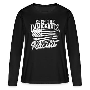 États-Unis Amérique Immigrants Citoyens américains FL américain - T-shirt manches longues Premium bio Femme - noir - Devant - Julia (174cm)