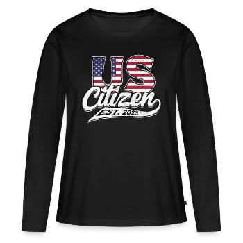 États-Unis Amérique Immigrants Citoyens américains FL américain - T-shirt manches longues Premium bio Femme - noir - Devant - Julia (174cm)