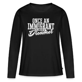 États-Unis Amérique Immigrants Citoyens américains FL américain - T-shirt manches longues Premium bio Femme - noir - Devant - Julia (174cm)