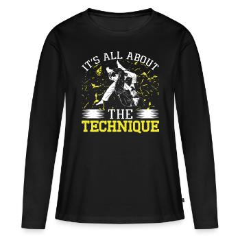 Jiu Jitsu Tout sur La Technique Jujutsu MMA - T-shirt manches longues Premium bio Femme - noir - Devant - Julia (174cm)