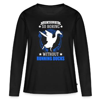 Indian Running Duck Gift Running Duck - Women's Premium Organic Long Sleeve Shirt - black - Front - Julia (174cm)