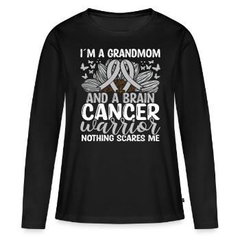 Brain Tumor Ribbon Month Grandma Grandmom - Frauen Premium Bio Langarmshirt - Schwarz - Vorne - Julia (174cm)