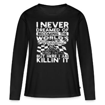 Kart conduite de kart pilotes de course Pilotes de course - T-shirt manches longues Premium bio Femme - noir - Devant - Julia (174cm)