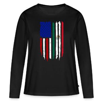 États-Unis Amérique Immigrants Citoyens américains FL américain - T-shirt manches longues Premium bio Femme - noir - Devant - Julia (174cm)