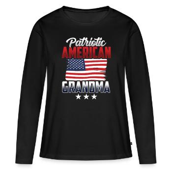 Grand-mère patriotique américaine Patriot US - T-shirt manches longues Premium bio Femme - noir - Devant - Julia (174cm)