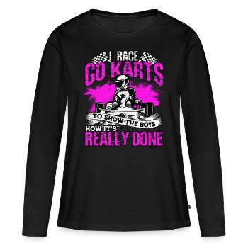 Kart conduite de kart pilotes de course Pilotes de course - T-shirt manches longues Premium bio Femme - noir - Devant - Julia (174cm)