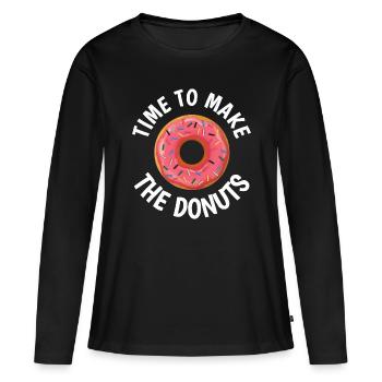 Zeit, die Donuts zu machen - Frauen Premium Bio Langarmshirt - Schwarz - Vorne - Julia (174cm)