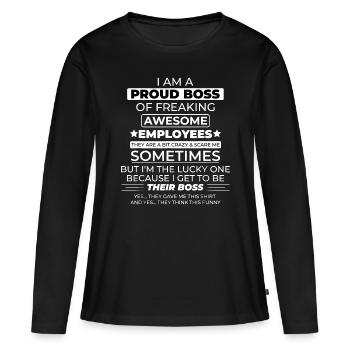 Je suis un fier patron d’employés géniaux fu - T-shirt manches longues Premium bio Femme - noir - Devant - Julia (174cm)