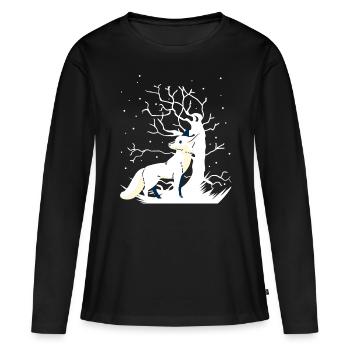 Fox Forest Animaux Neige Hiver Cadeau de Noël - T-shirt manches longues Premium bio Femme - noir - Devant - Julia (174cm)