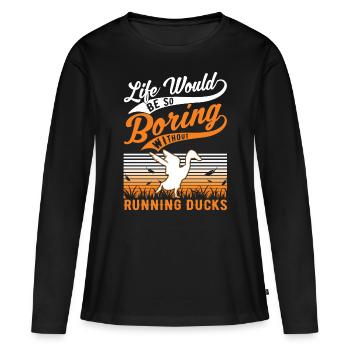 Indian Running Duck Gift Running Duck - Women's Premium Organic Long Sleeve Shirt - black - Front - Julia (174cm)