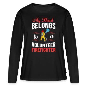Pompiers volontaires - T-shirt manches longues Premium bio Femme - noir - Devant - Julia (174cm)