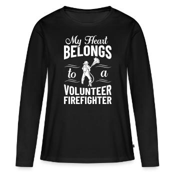 Pompiers volontaires - T-shirt manches longues Premium bio Femme - noir - Devant - Julia (174cm)