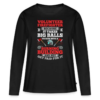 Pompiers volontaires - T-shirt manches longues Premium bio Femme - noir - Devant - Julia (174cm)