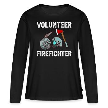 Pompiers volontaires - T-shirt manches longues Premium bio Femme - noir - Devant - Julia (174cm)