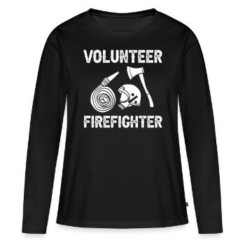 Pompiers volontaires - T-shirt manches longues Premium bio Femme - noir - Devant - Julia (174cm)