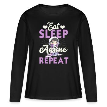Eat Sleep Anime Repeat Japanese Manga Lover Cospla - Women's Premium Organic Long Sleeve Shirt - black - Front - Julia (174cm)