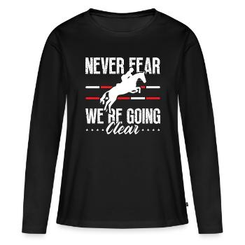 Saut d’obstacles N’ayez jamais peur que nous soyons des chevaux Saut d’obstacles - T-shirt manches longues Premium bio Femme - noir - Devant - Julia (174cm)