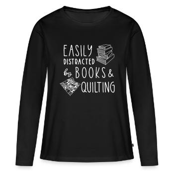 Quilting Shirt, Knitting Lover Gift, Sewing Tee, B - Women's Premium Organic Long Sleeve Shirt - black - Front - Julia (174cm)