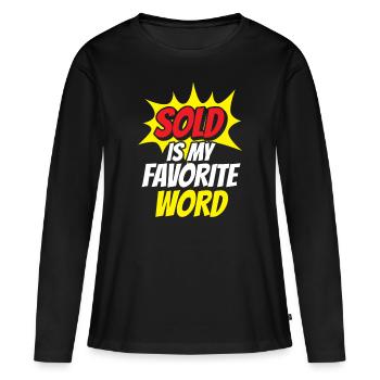Vendu est mon mot préféré Agent immobilier - T-shirt manches longues Premium bio Femme - noir - Devant - Julia (174cm)