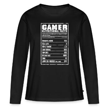 Jeu amusant Gamer Valeur nutritive Cadeau Gamer - T-shirt manches longues Premium bio Femme - noir - Devant - Julia (174cm)