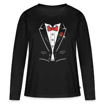 Tuxedo classique Rose Rouge Costume Cool Valentines Da - T-shirt manches longues Premium bio Femme - noir - Devant - Julia (174cm)