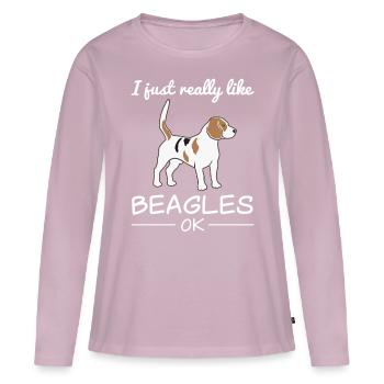 Beagle Dog Dog Lovers Citation Cadeau - T-shirt manches longues Premium bio Femme - rose poudré - Devant - Julia (174cm)