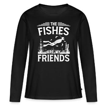 Freediving Fishes Are My Friends Apnea Diving - Frauen Premium Bio Langarmshirt - Schwarz - Vorne - Julia (174cm)