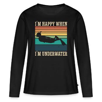 Freediving Happy When Im Underwater Apnea Diving - Frauen Premium Bio Langarmshirt - Schwarz - Vorne - Julia (174cm)