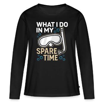 Freediving In My Spare Time Apnea Diving Diver - Frauen Premium Bio Langarmshirt - Schwarz - Vorne - Julia (174cm)