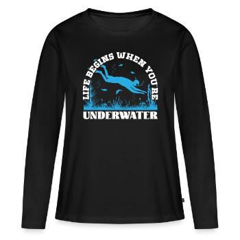 La vie en apnée commence La plongée sous-marine - T-shirt manches longues Premium bio Femme - noir - Devant - Julia (174cm)