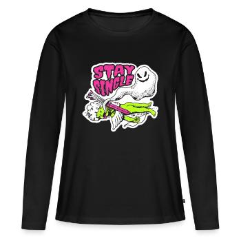 Valentinstag - Stay Single - Anti Valentine - Frauen Premium Bio Langarmshirt - Schwarz - Vorne - Julia (174cm)