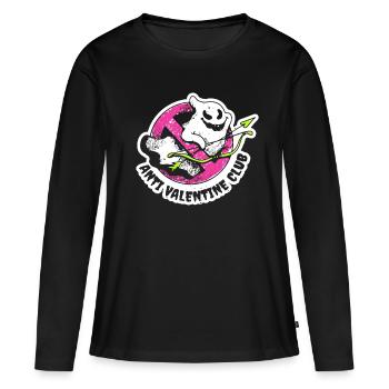 Lustiges Valentinstag Outfit - Anti Valentine Club - Frauen Premium Bio Langarmshirt - Schwarz - Vorne - Julia (174cm)
