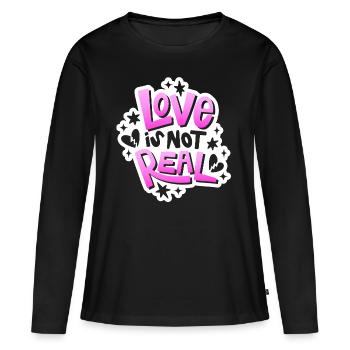 Valentinstag - Love is not real - Anti Valentine - Frauen Premium Bio Langarmshirt - Schwarz - Vorne - Julia (174cm)