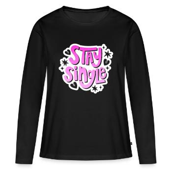 Valentinstag - Stay Single - Anti Valentine - Frauen Premium Bio Langarmshirt - Schwarz - Vorne - Julia (174cm)