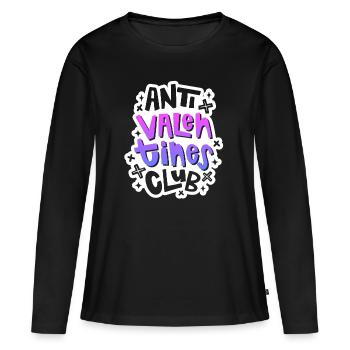 Valentinstag Outfit - Anti Valentines Club - Frauen Premium Bio Langarmshirt - Schwarz - Vorne - Julia (174cm)