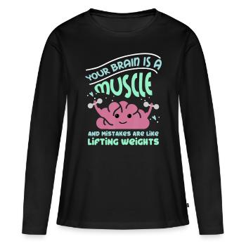 Growth Mind Teacher Design, Inspirierende Designsc - Frauen Premium Bio Langarmshirt - Schwarz - Vorne - Julia (174cm)