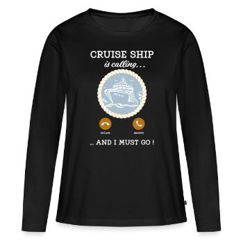 Das Kreuzfahrtschiff ruft und ich muss auf eine Tee-Kreuzfahrt gehen - Frauen Premium Bio Langarmshirt - Schwarz - Vorne - Julia (174cm)